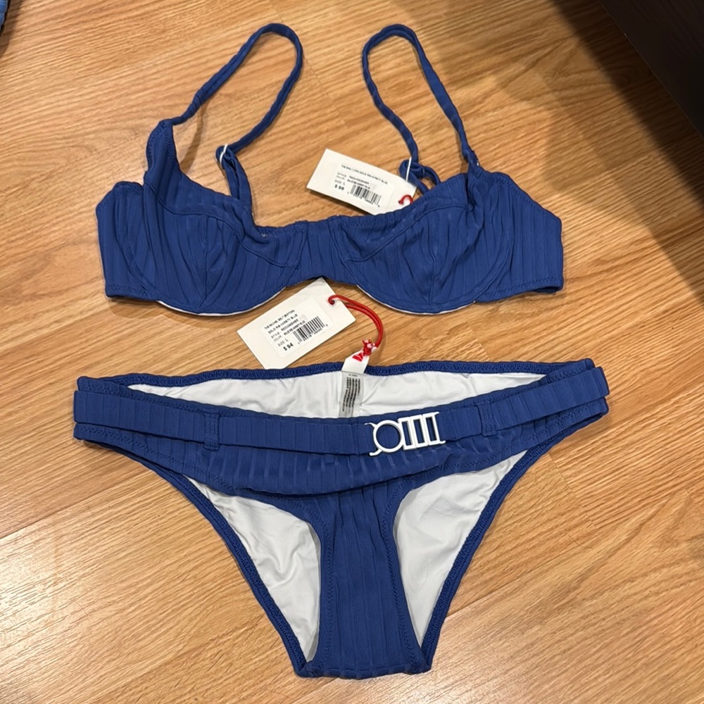 NWT SOLID + STRIPES Blue Women's Swimwear Set